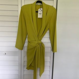 Belted shawl blazer dress